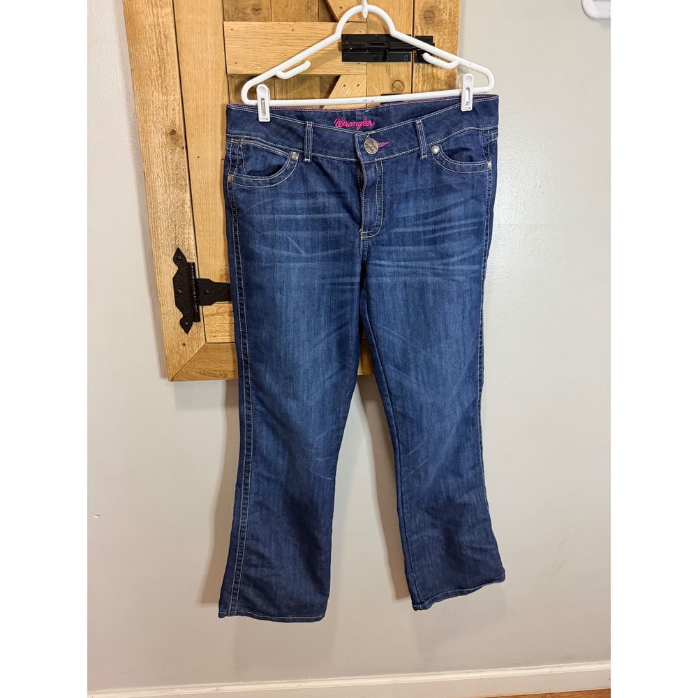 Wrangler Womens 09MWZBF Dark Wash Bootcut Jeans Blue Size 13/14 x 32